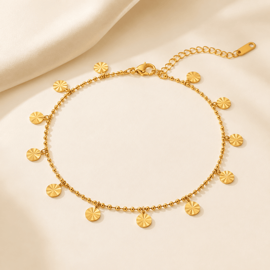 Asteria Sunburst Disc Anklet
