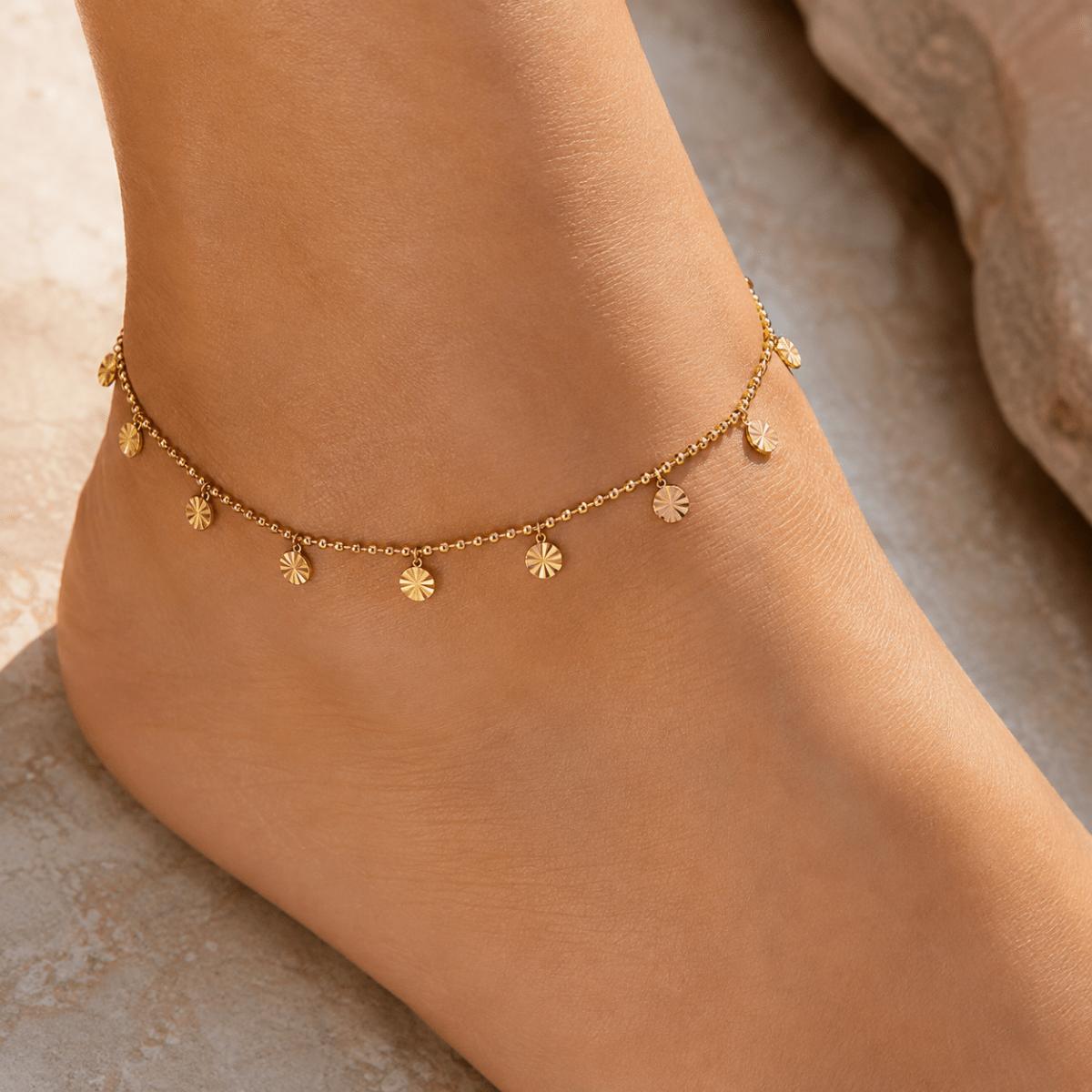 Asteria Sunburst Disc Anklet