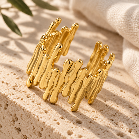 Aureline Molten-Bar Cuff Ring