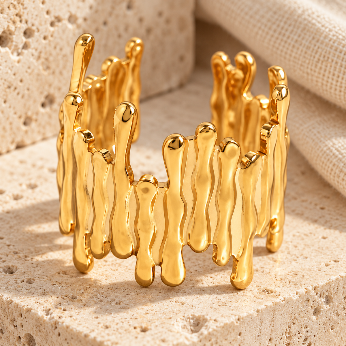 Aureline Molten-Bar Cuff Ring