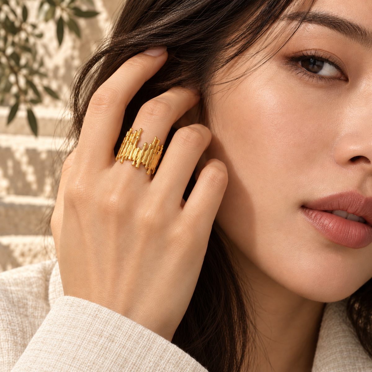 Aureline Molten-Bar Cuff Ring