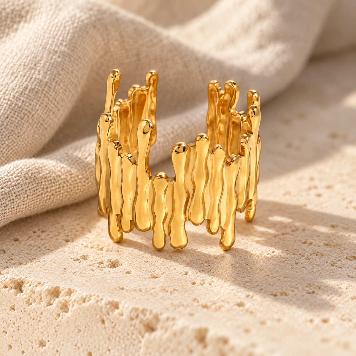 Aureline Molten-Bar Cuff Ring