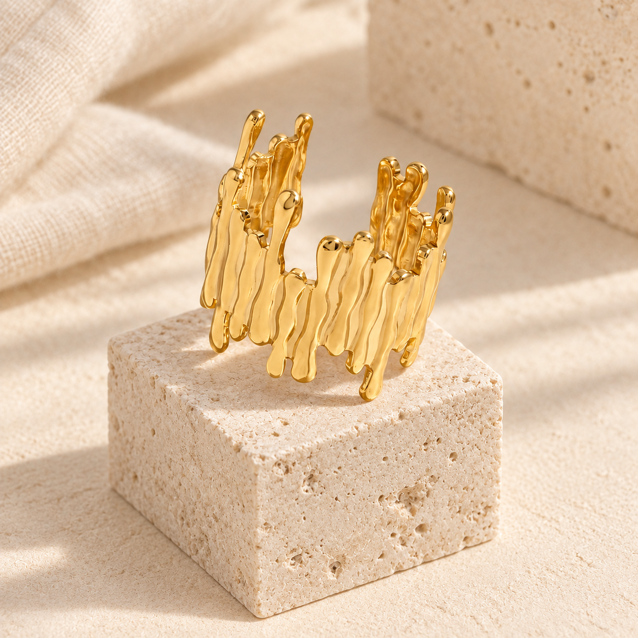 Aureline Molten-Bar Cuff Ring