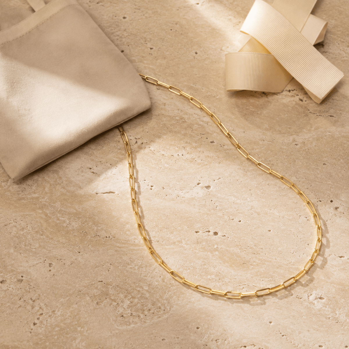 Auretta Slender Paperclip Chain Necklace