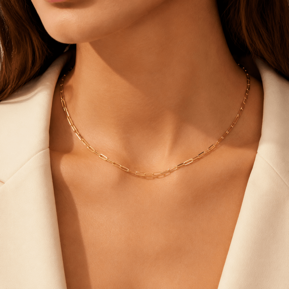 Auretta Slender Paperclip Chain Necklace