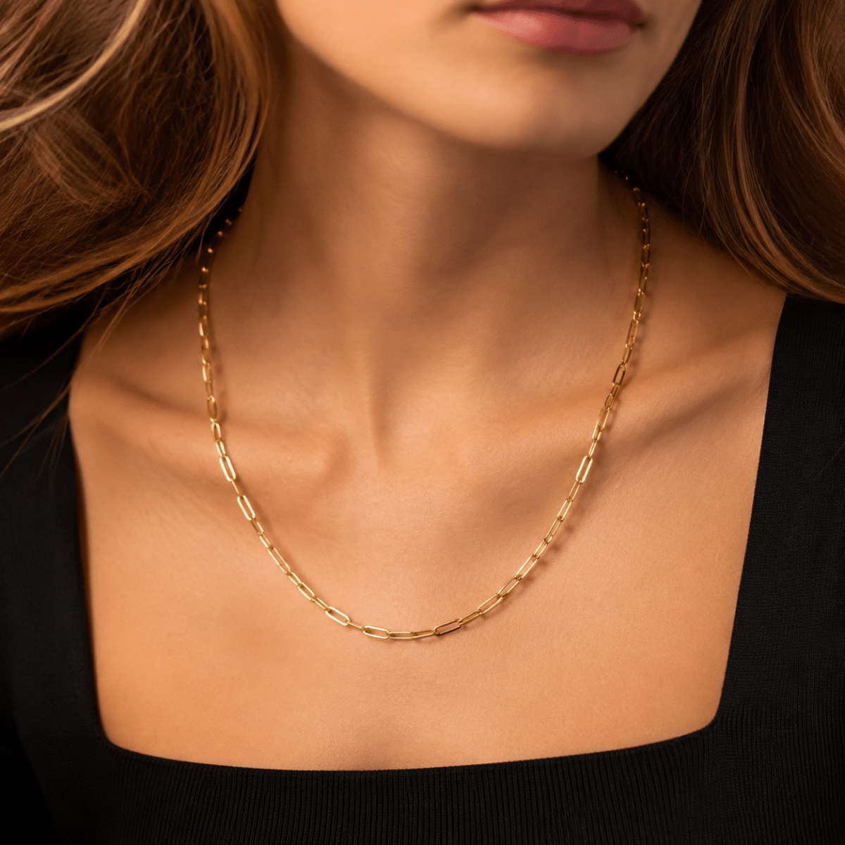 Auretta Slender Paperclip Chain Necklace