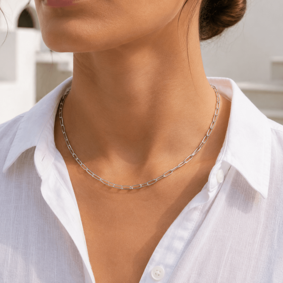 Auretta Slender Paperclip Chain Necklace