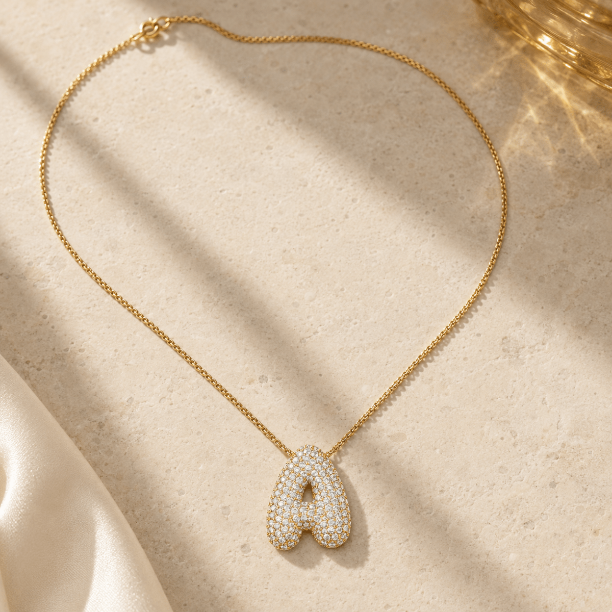 Bubble Letter Initial Necklace