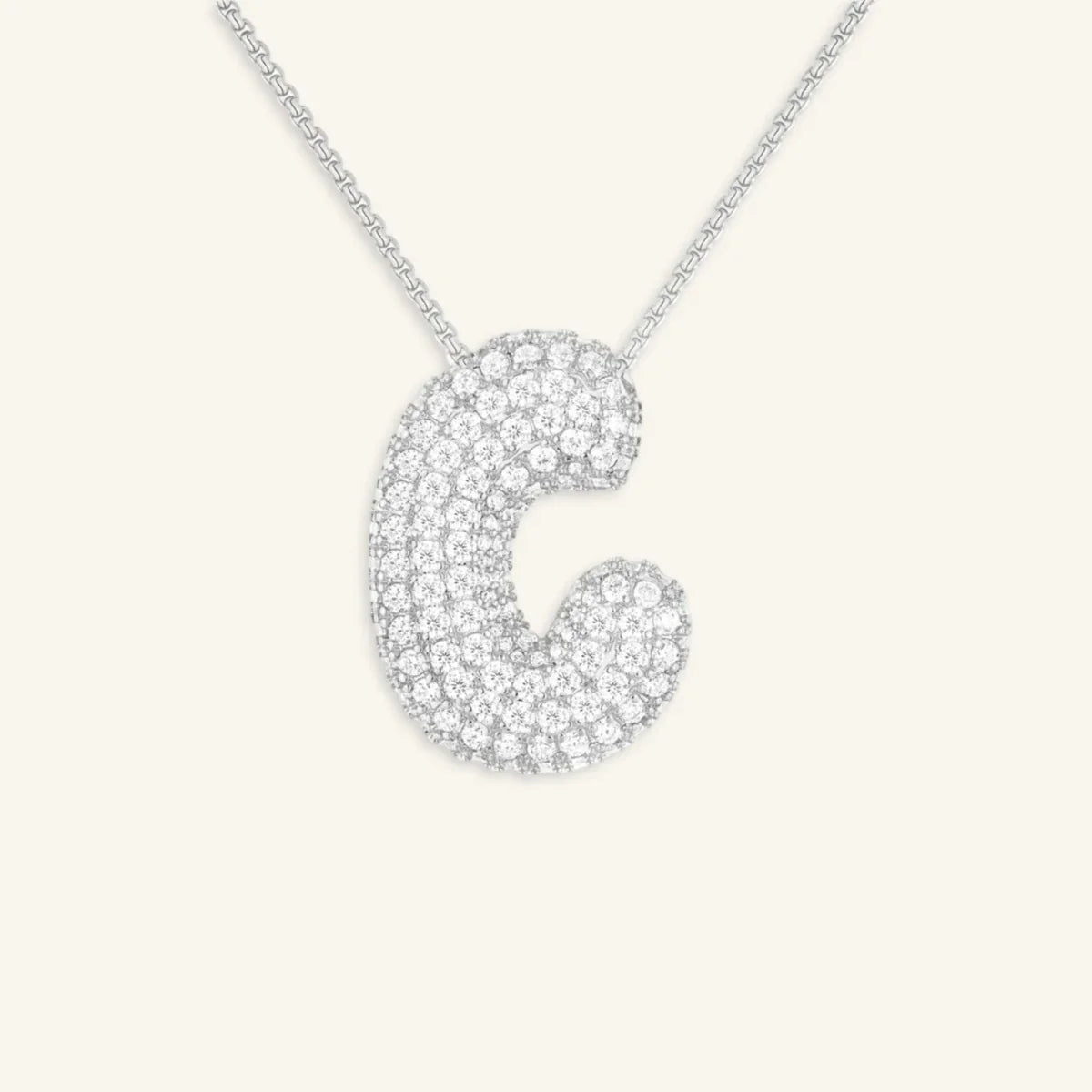 Bubble Letter Initial Necklace