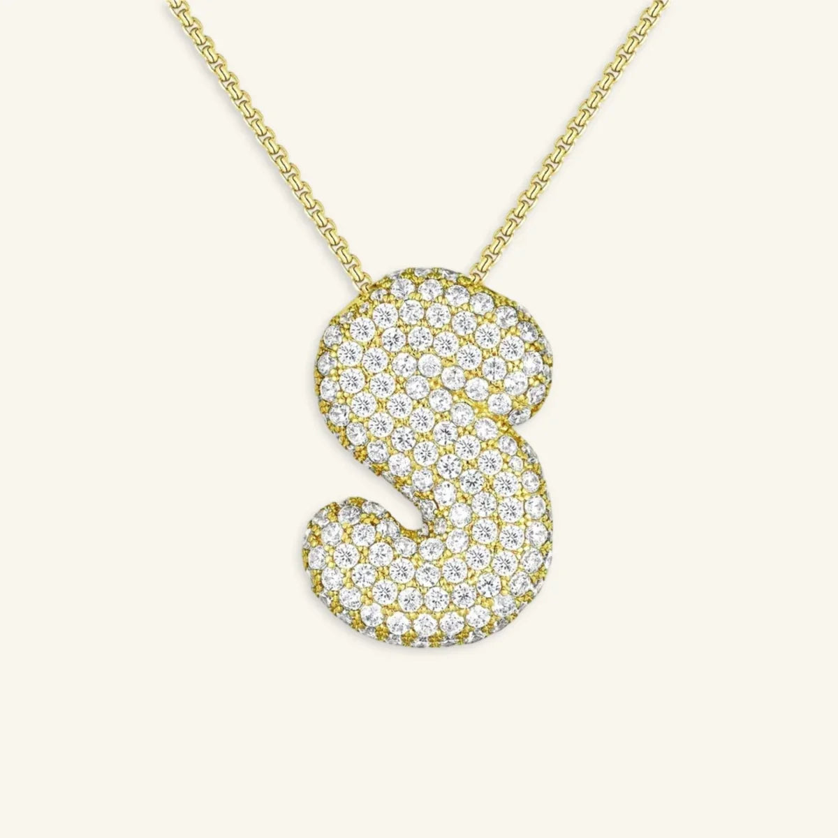 Bubble Letter Initial Necklace
