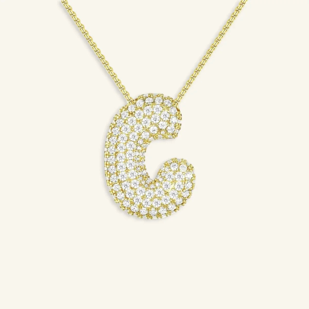 Bubble Letter Initial Necklace