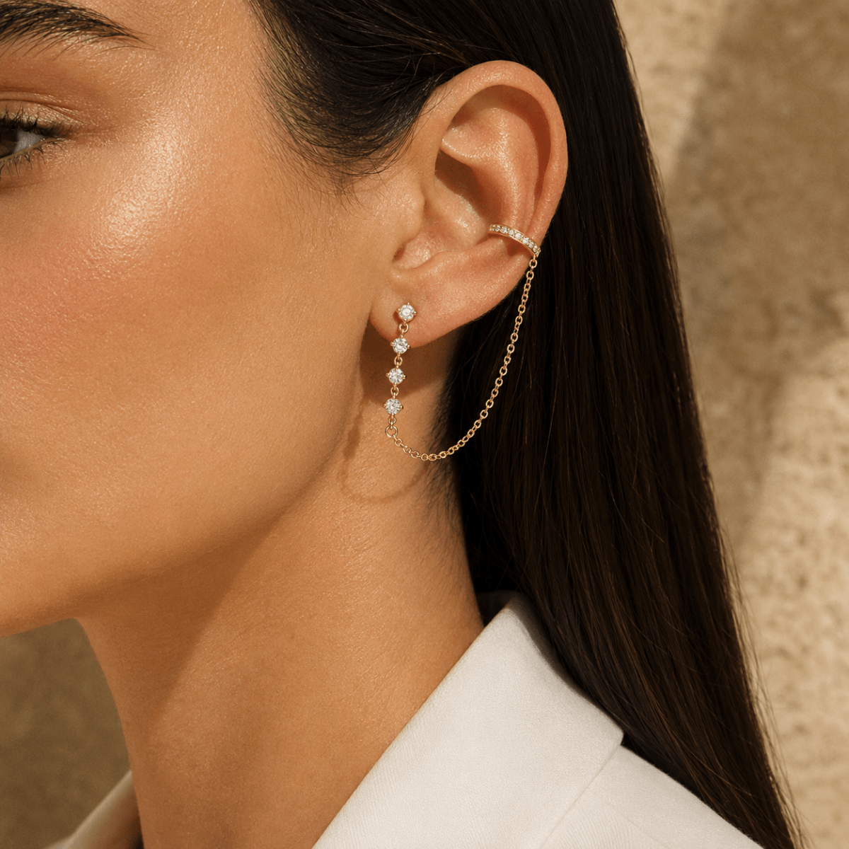 Calista Pavé Chain Ear Cuff
