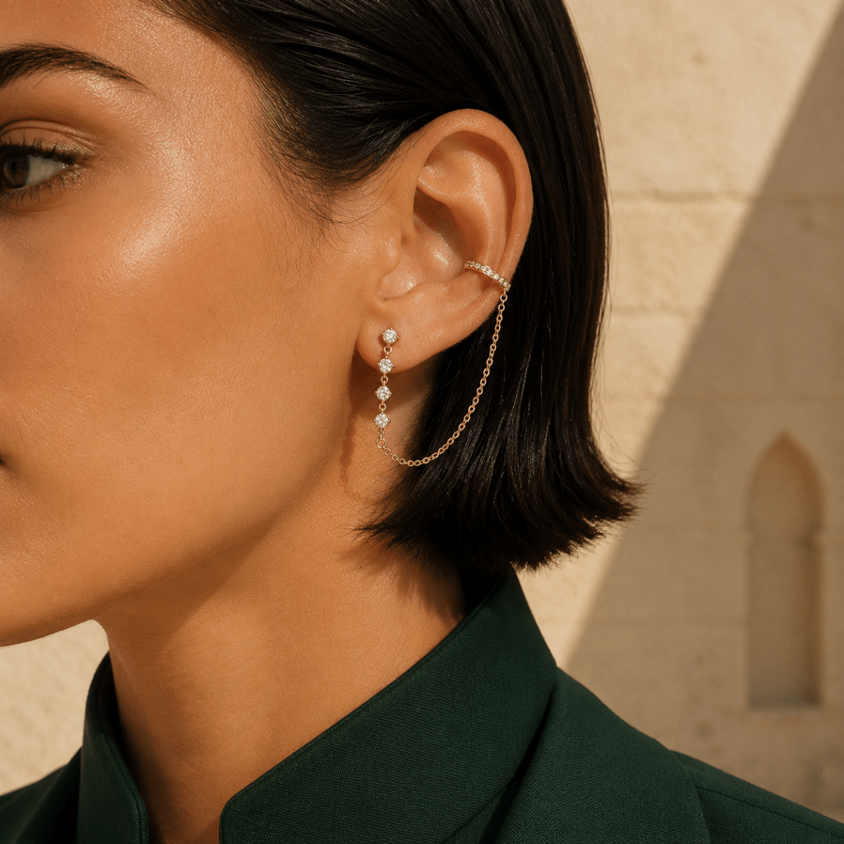 Calista Pavé Chain Ear Cuff