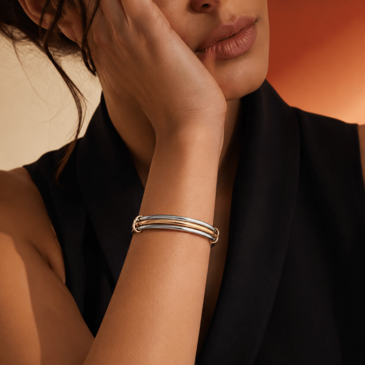 Cassia Triple-Orbit Two-Tone Bangle