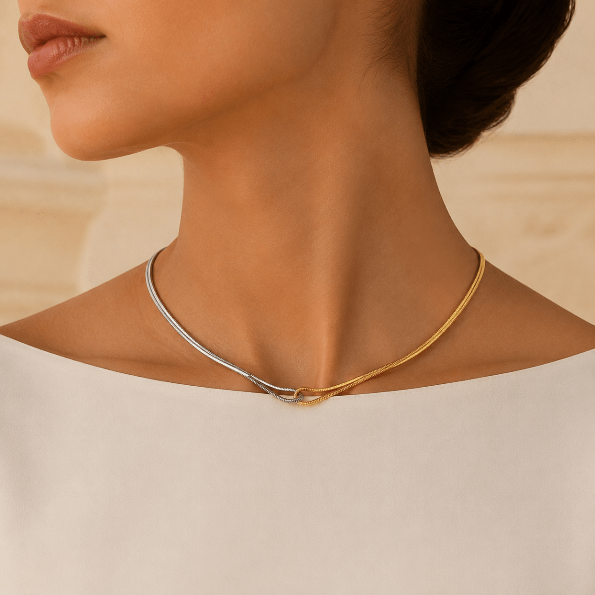 Celeste Two-Tone Infinity Knot Necklace