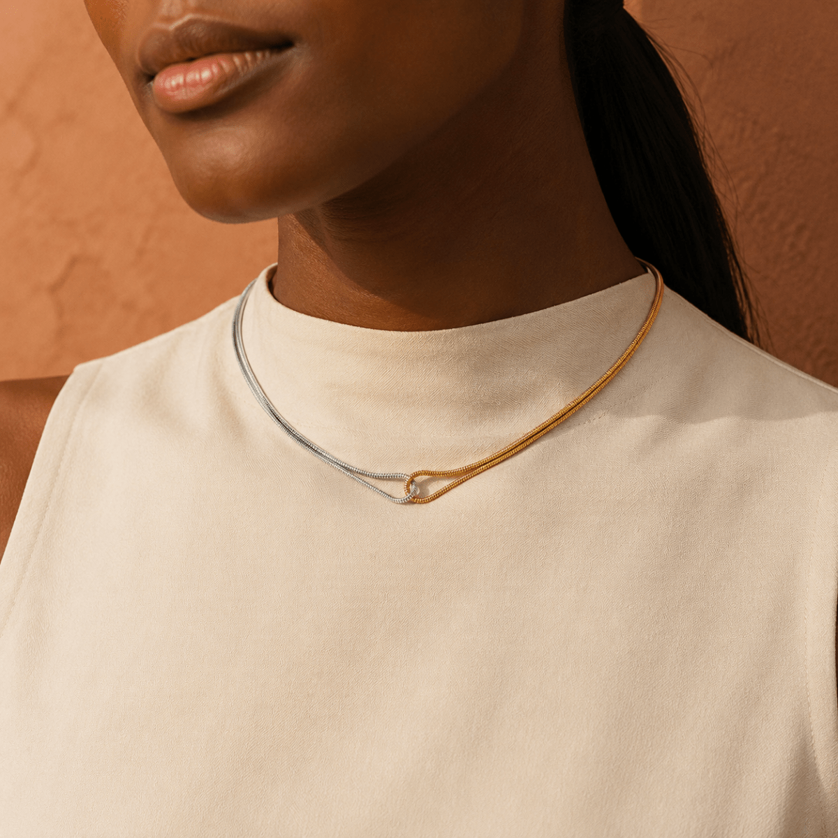 Celeste Two-Tone Infinity Knot Necklace