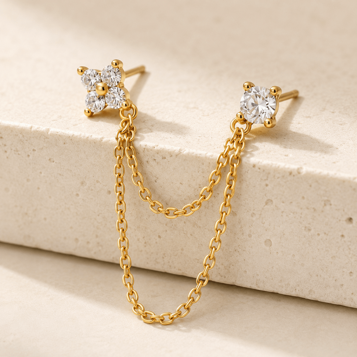 Elafiti Double-Stud Chain Earrings