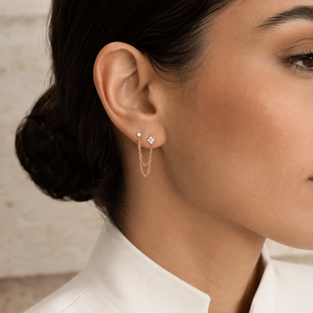 Elafiti Double-Stud Chain Earrings