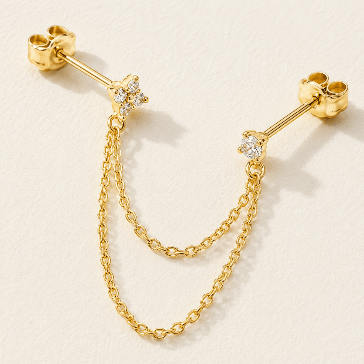 Elafiti Double-Stud Chain Earrings