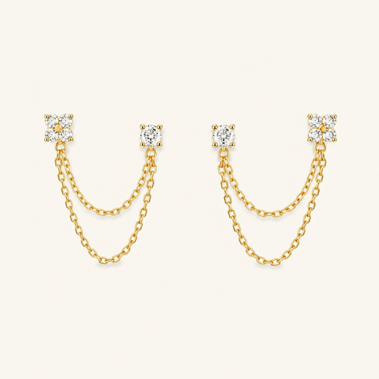 Elafiti Double-Stud Chain Earrings