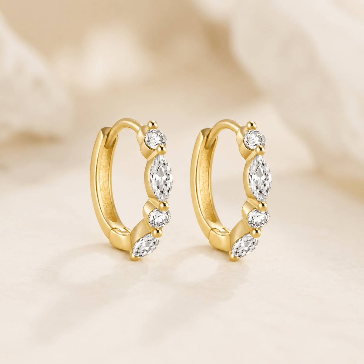 Elara Mixed-Cut Huggie Earrings