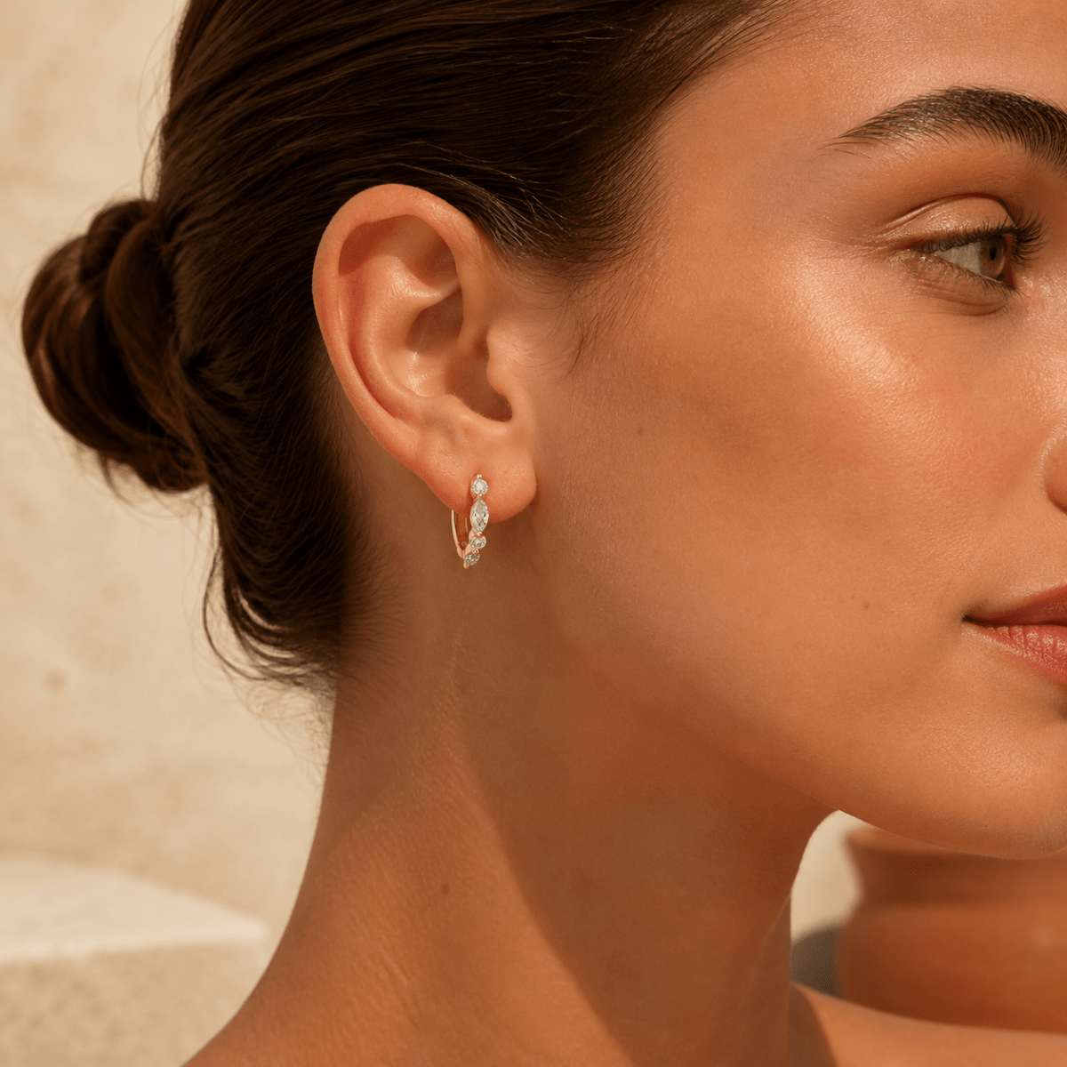Elara Mixed-Cut Huggie Earrings
