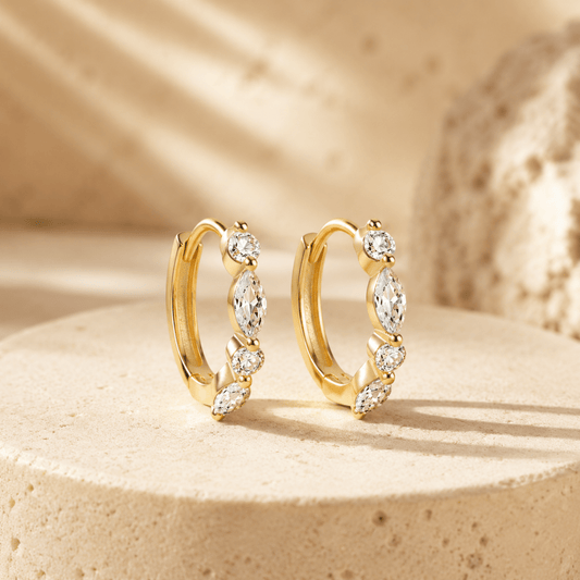 Elara Mixed-Cut Huggie Earrings