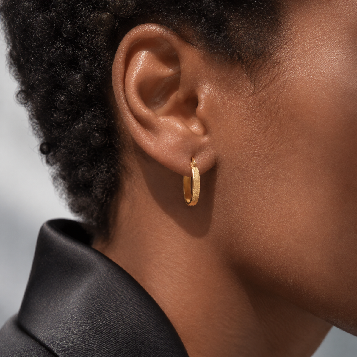 Evadne Diagonal-Texture Oval Hoop Earrings
