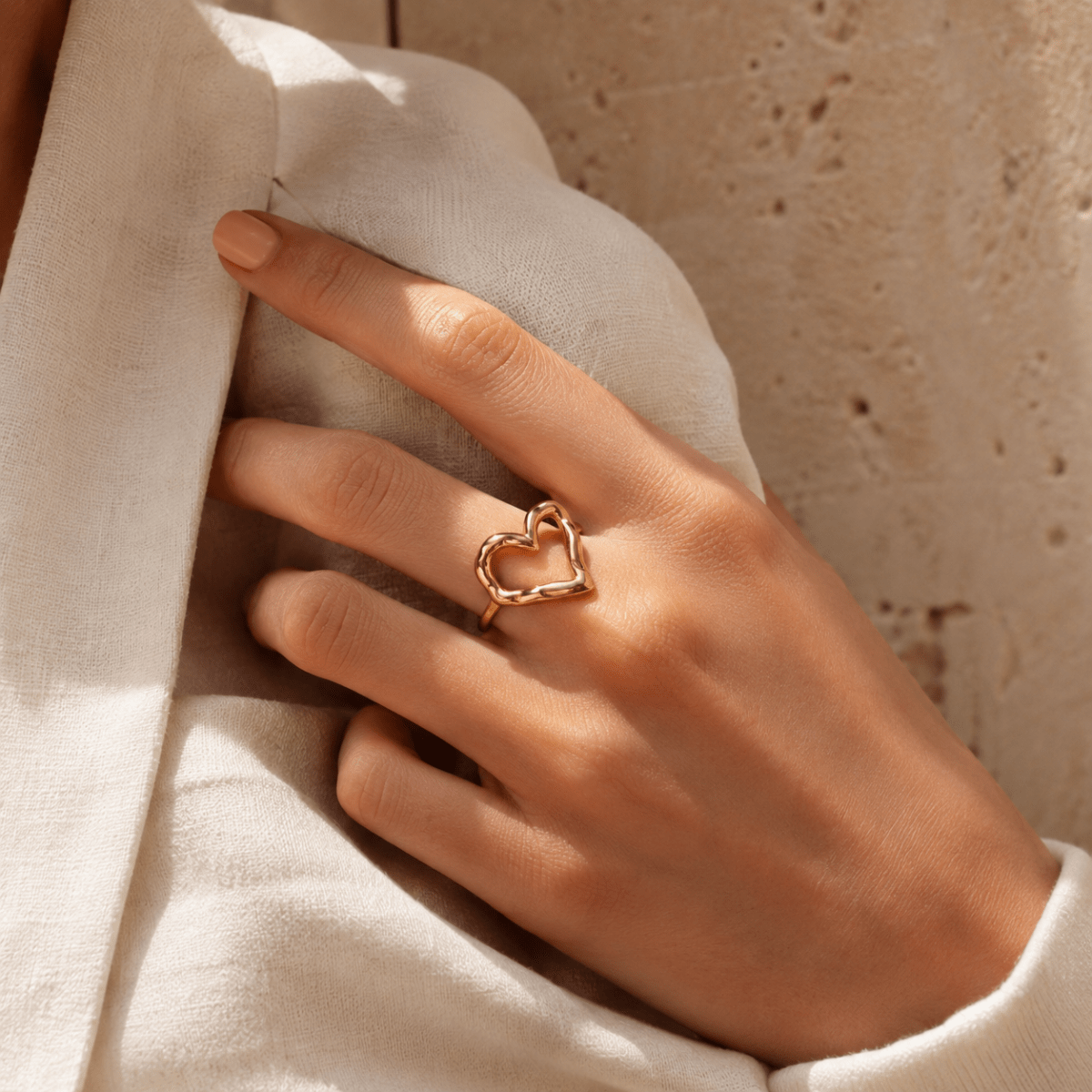 Evadne Organic Open Heart Ring