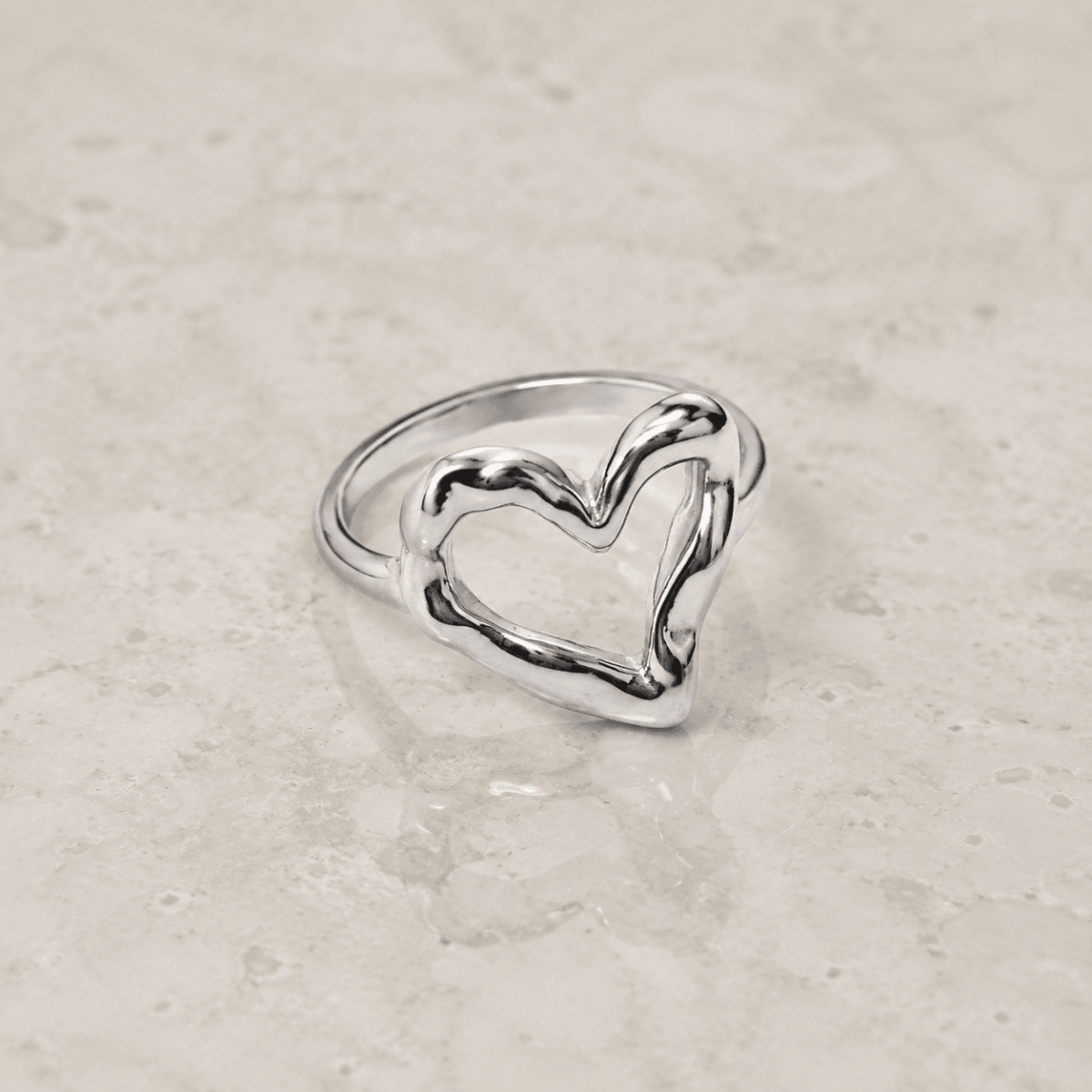 Evadne Organic Open Heart Ring
