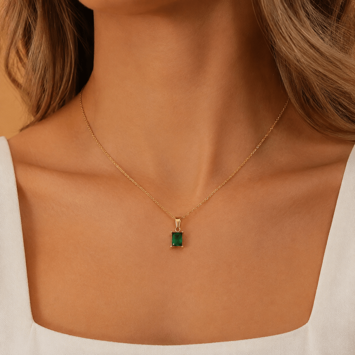 Evelina Green Solitaire Necklace