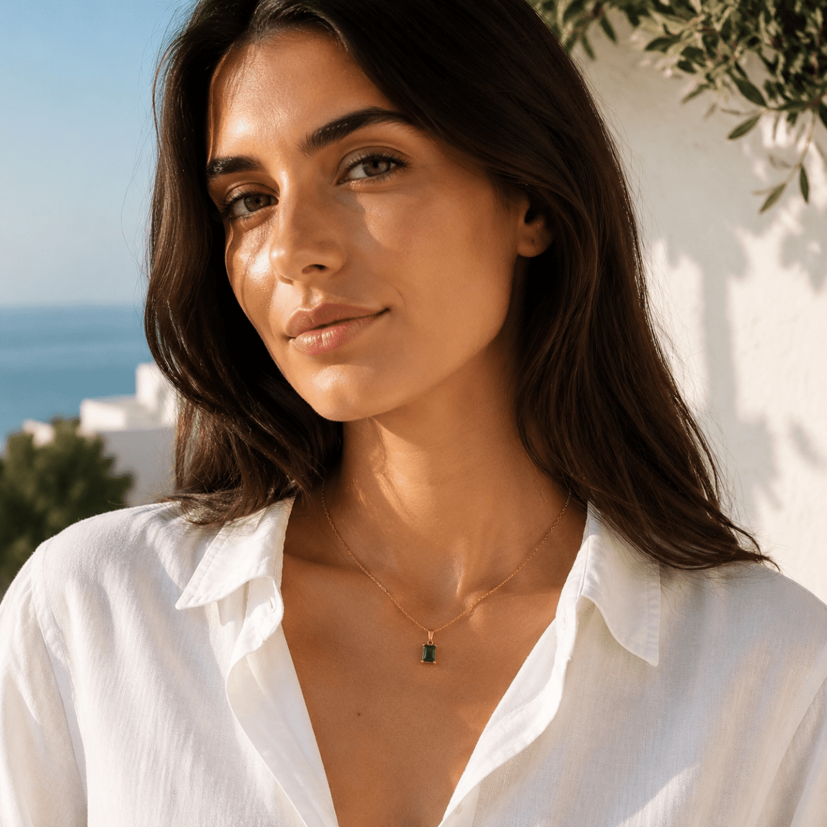 Evelina Green Solitaire Necklace