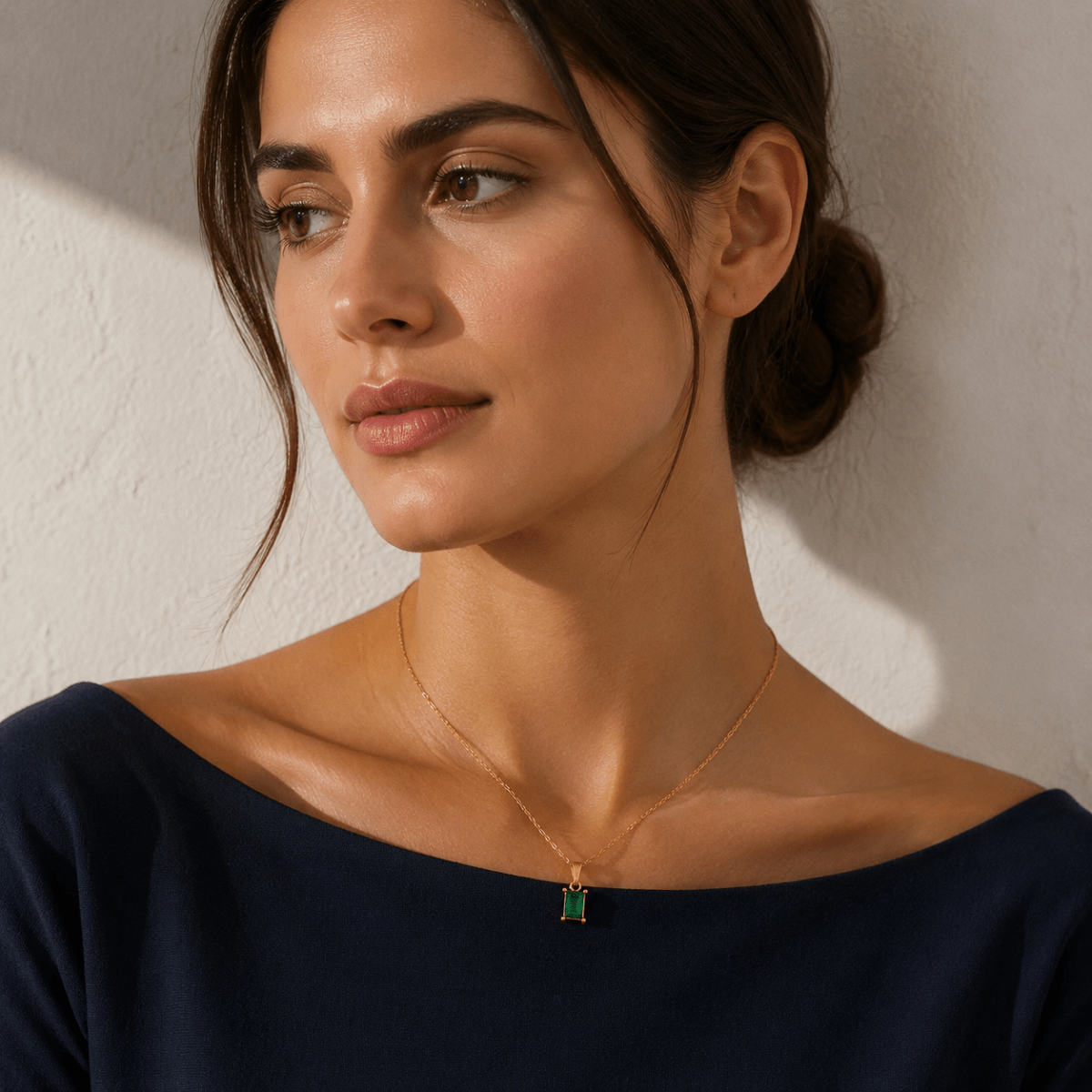 Evelina Green Solitaire Necklace