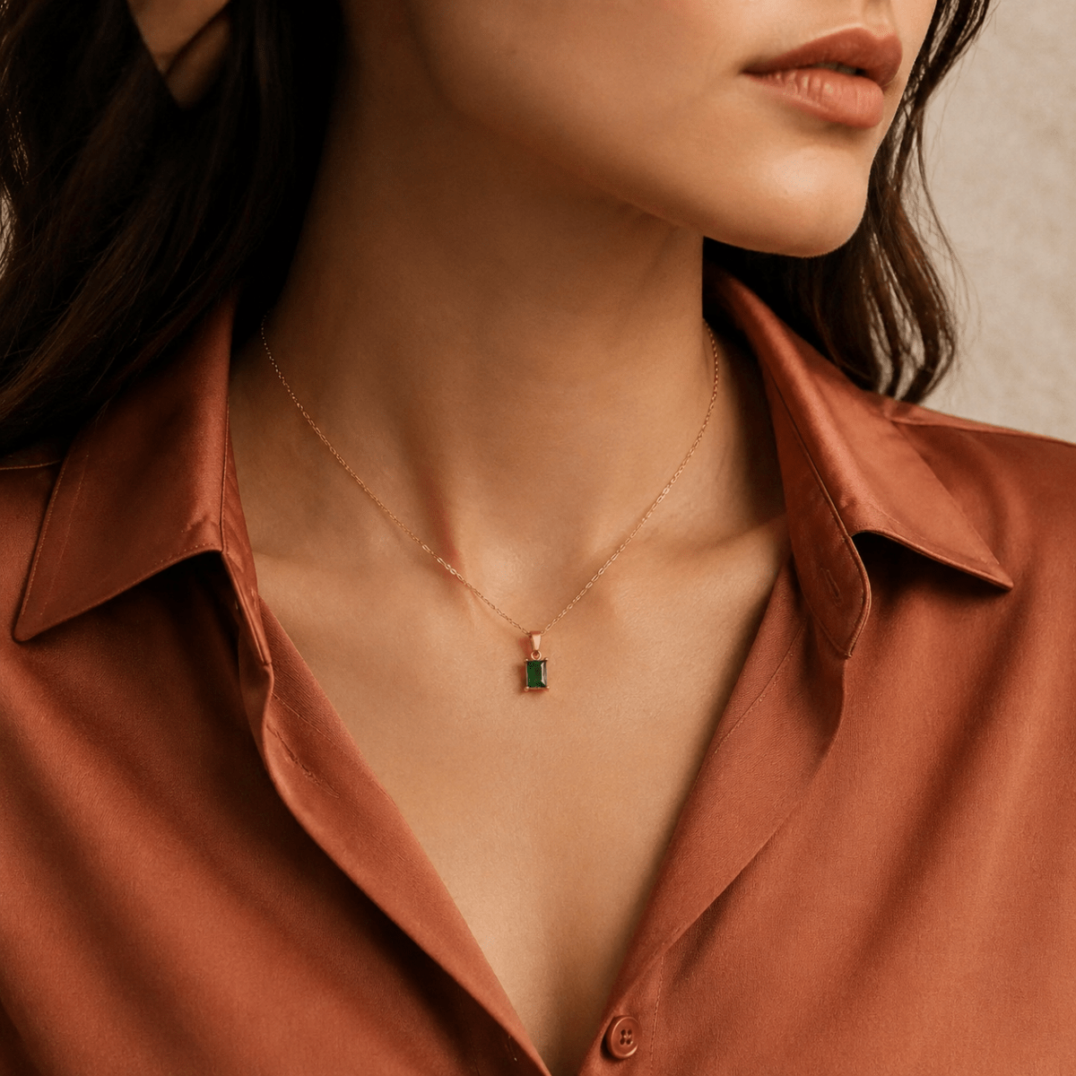 Evelina Green Solitaire Necklace
