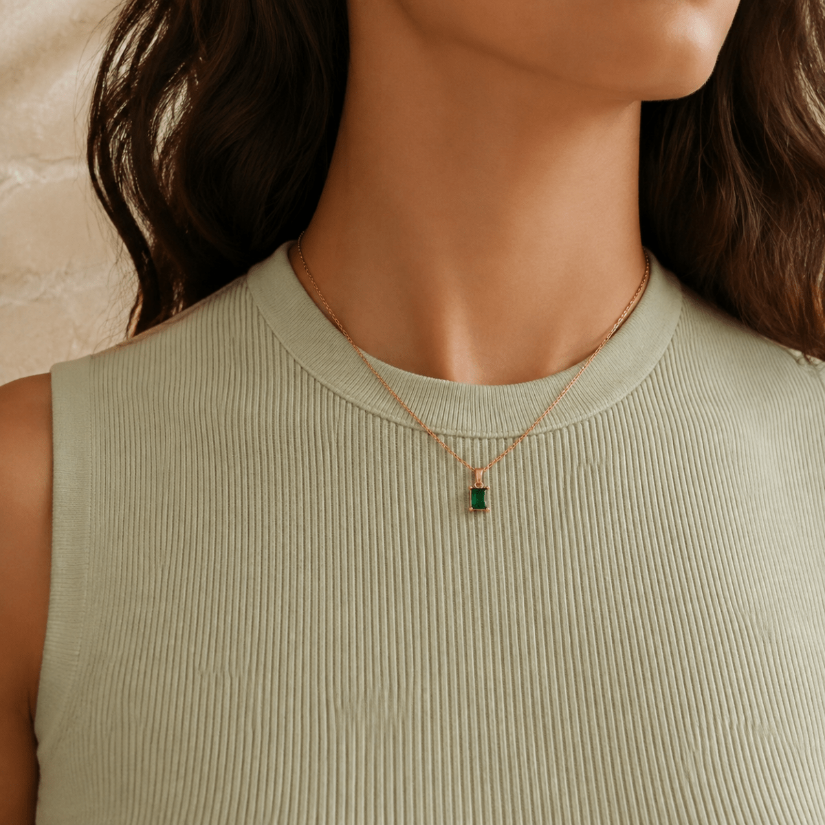 Evelina Green Solitaire Necklace