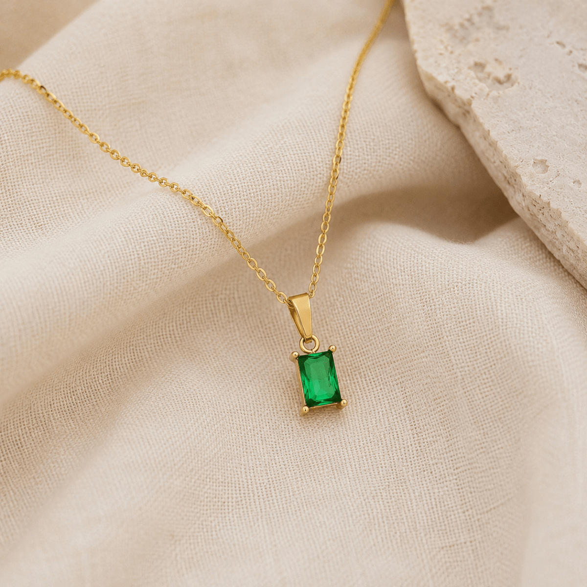 Evelina Green Solitaire Necklace