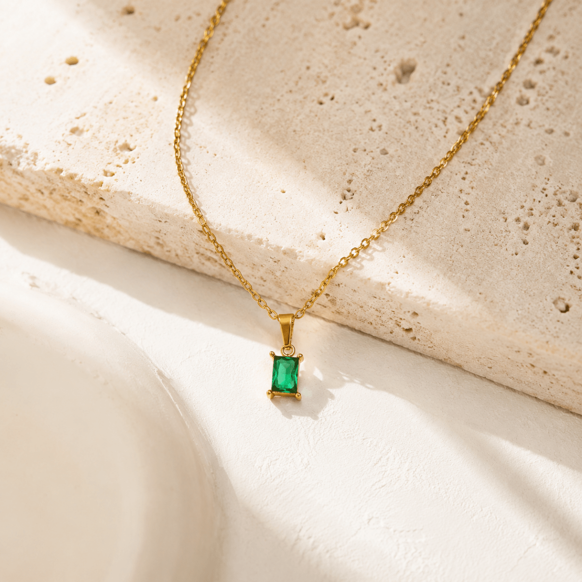 Evelina Green Solitaire Necklace