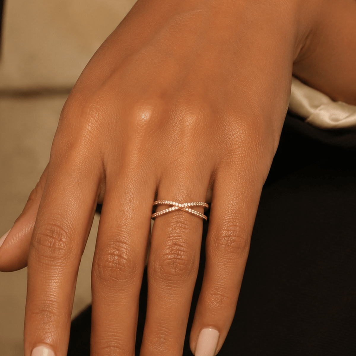 Ione Pavé Crossover Ring