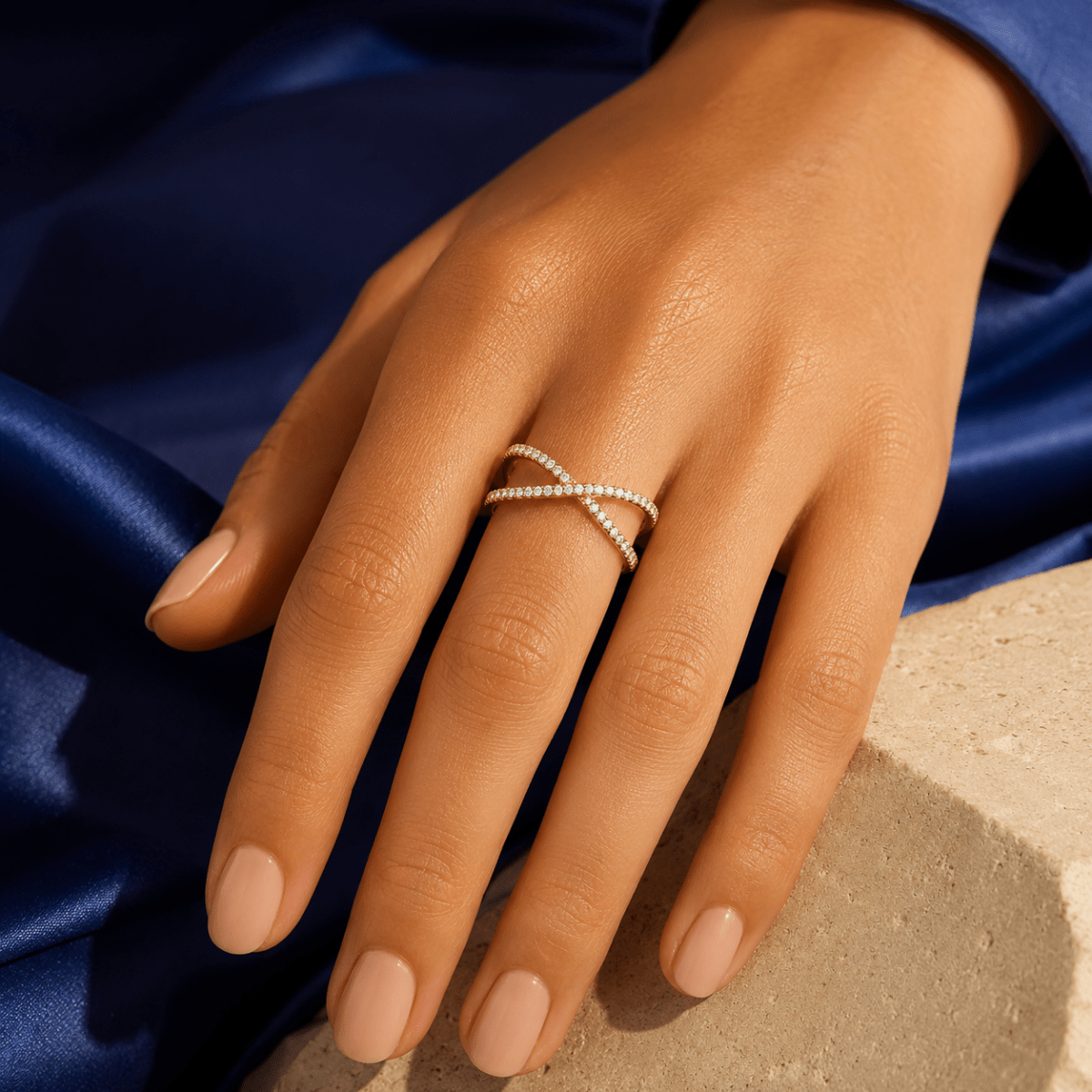 Ione Pavé Crossover Ring