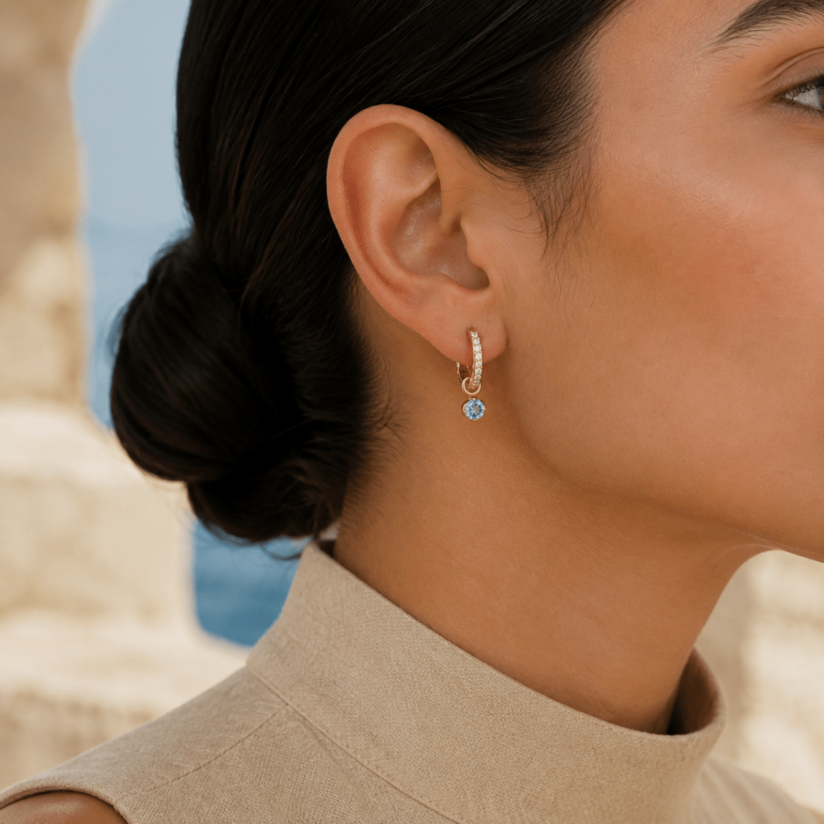 Isola Reversible Pavé Charm Hoops
