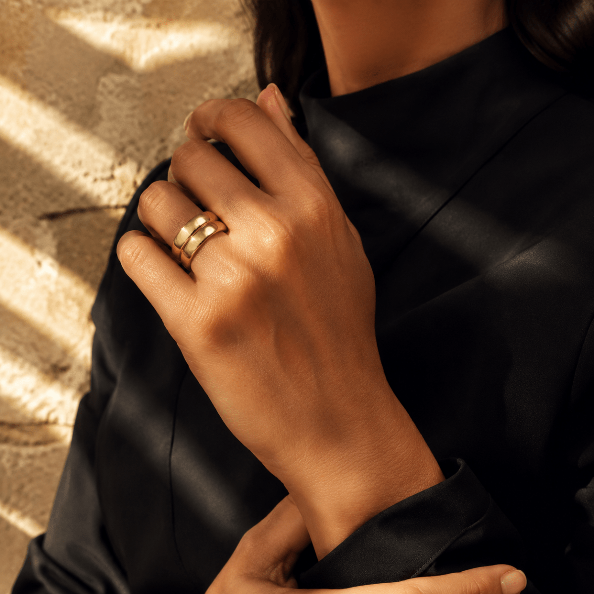 Leandra Sculpted Double-Band Ring