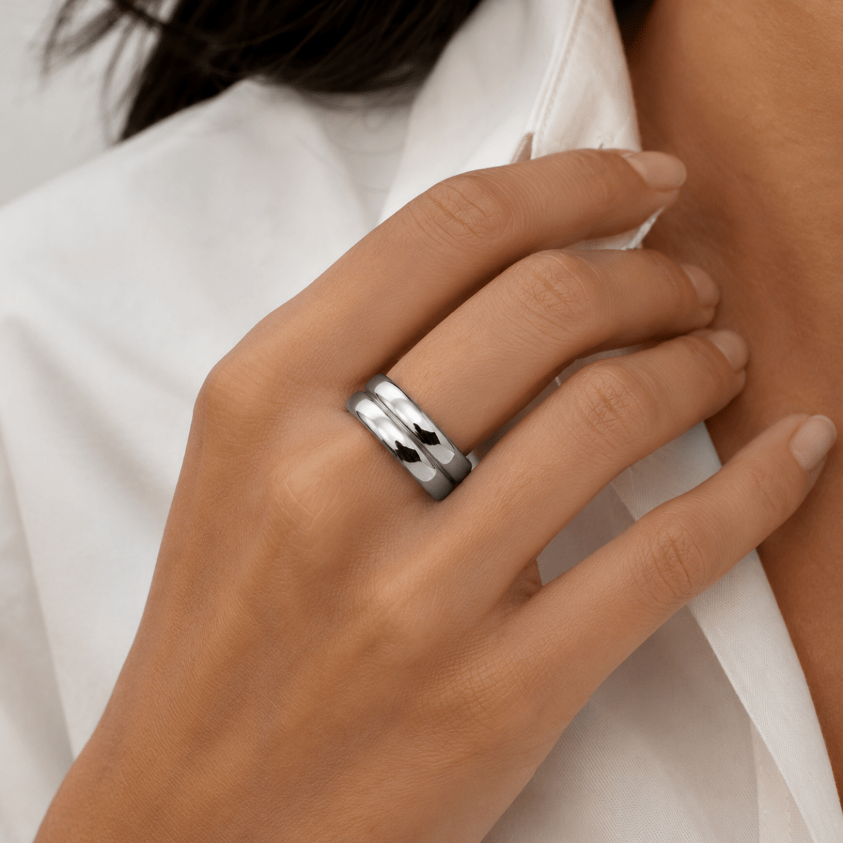 Leandra Sculpted Double-Band Ring