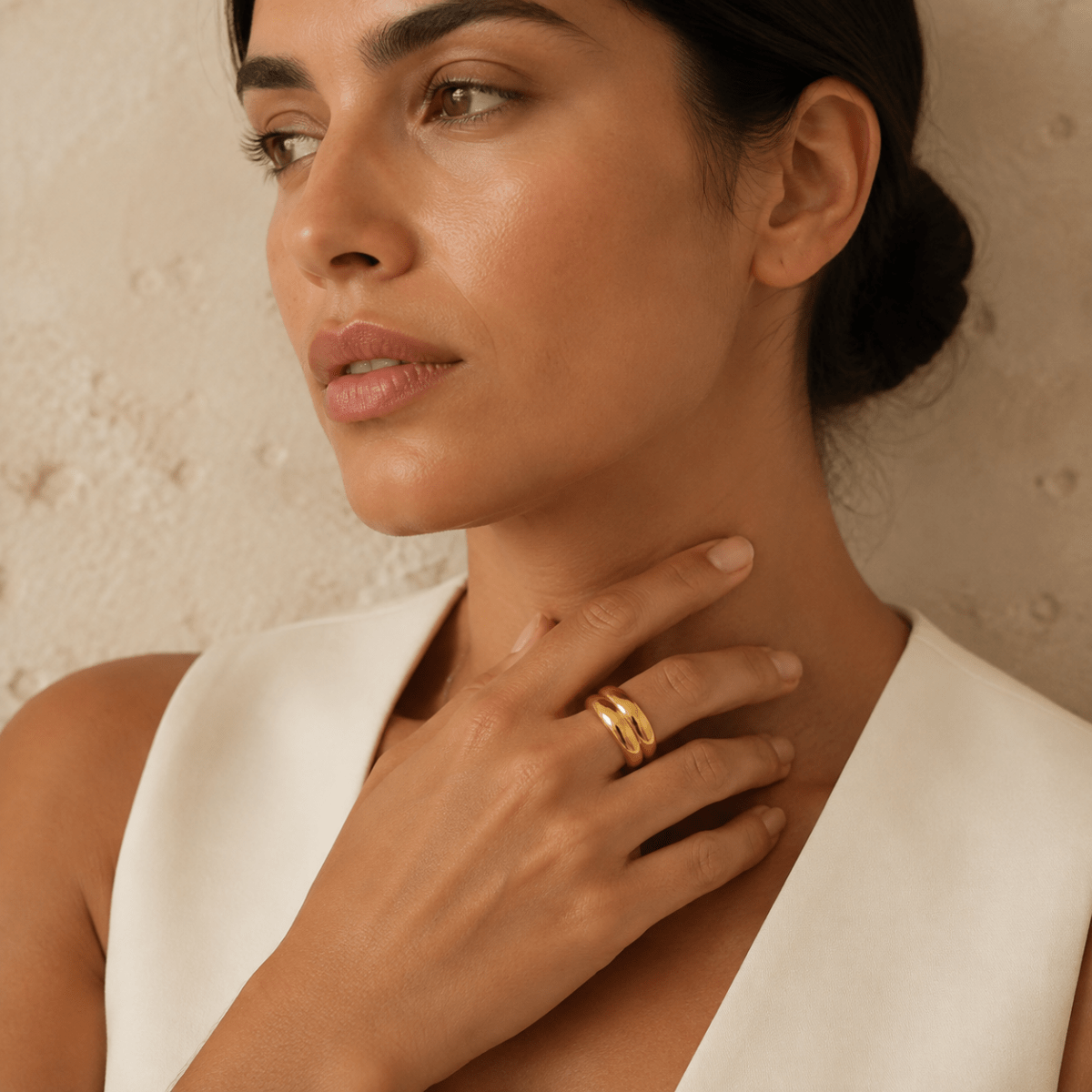 Leandra Sculpted Double-Band Ring