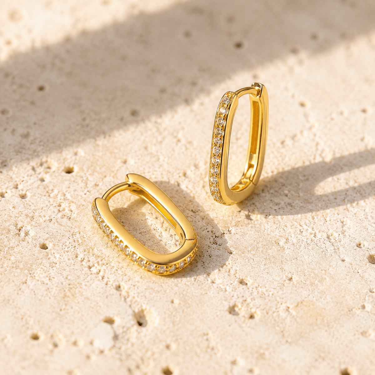Liora Pavé Oval Huggie Earrings