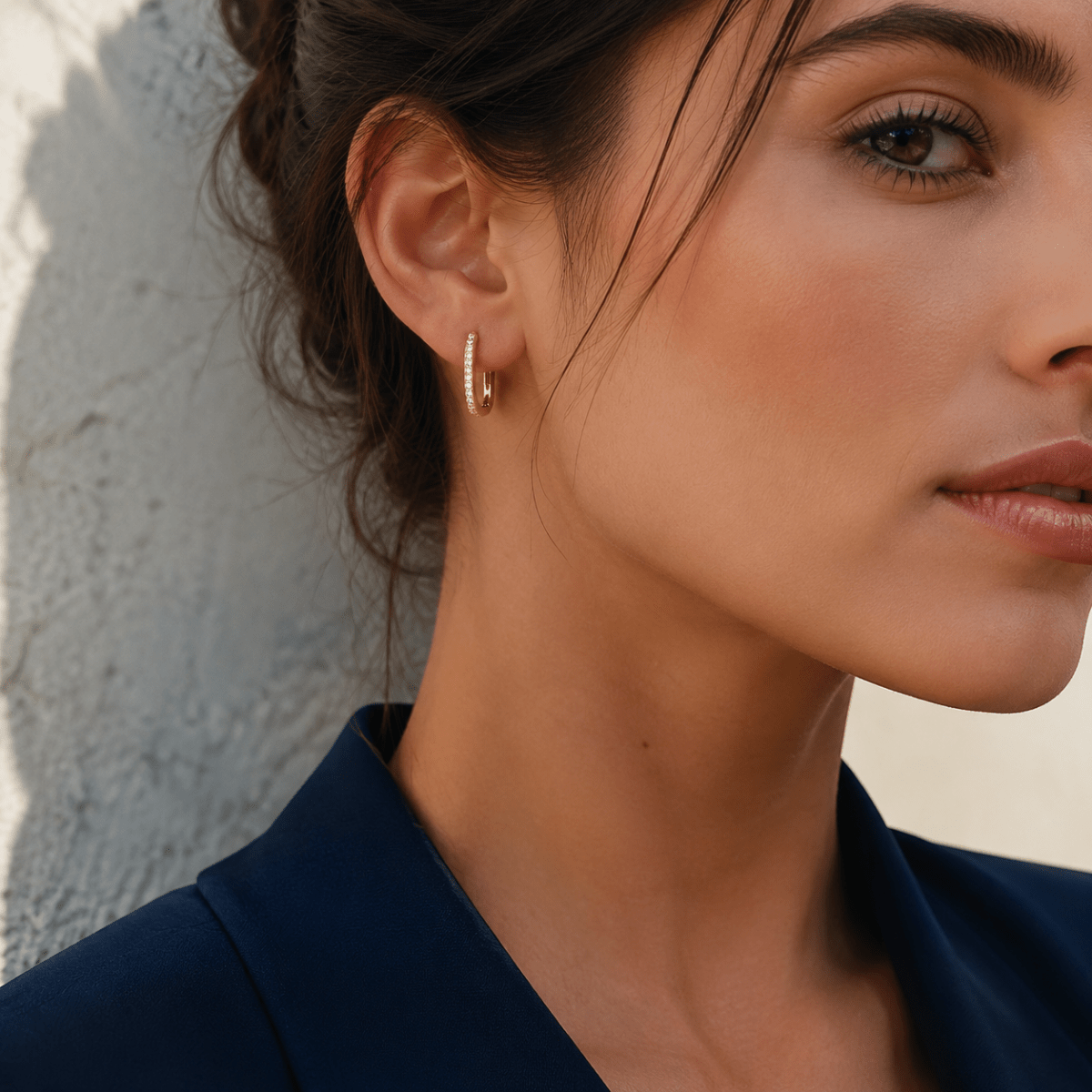 Liora Pavé Oval Huggie Earrings
