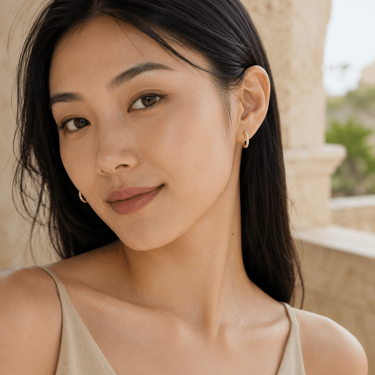Livia Crystal Huggie Earrings