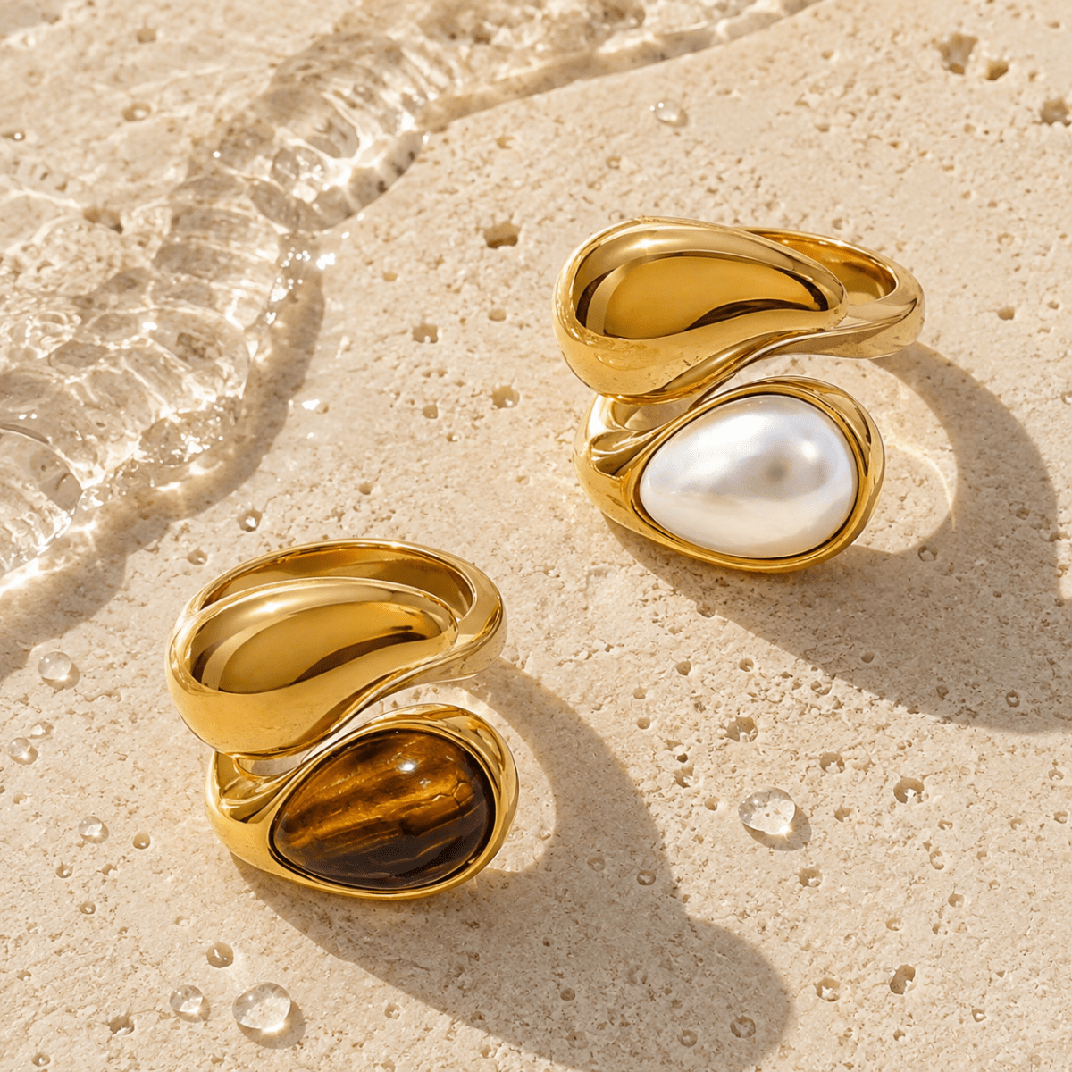 Marea Pearl & Amber Bypass Ring