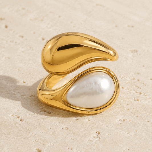 Marea Pearl & Amber Bypass Ring