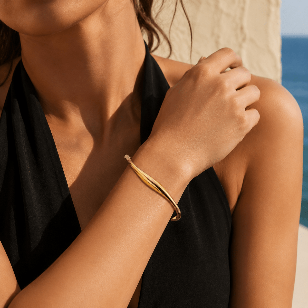 Marella Sculptural Wave Cuff Bracelet