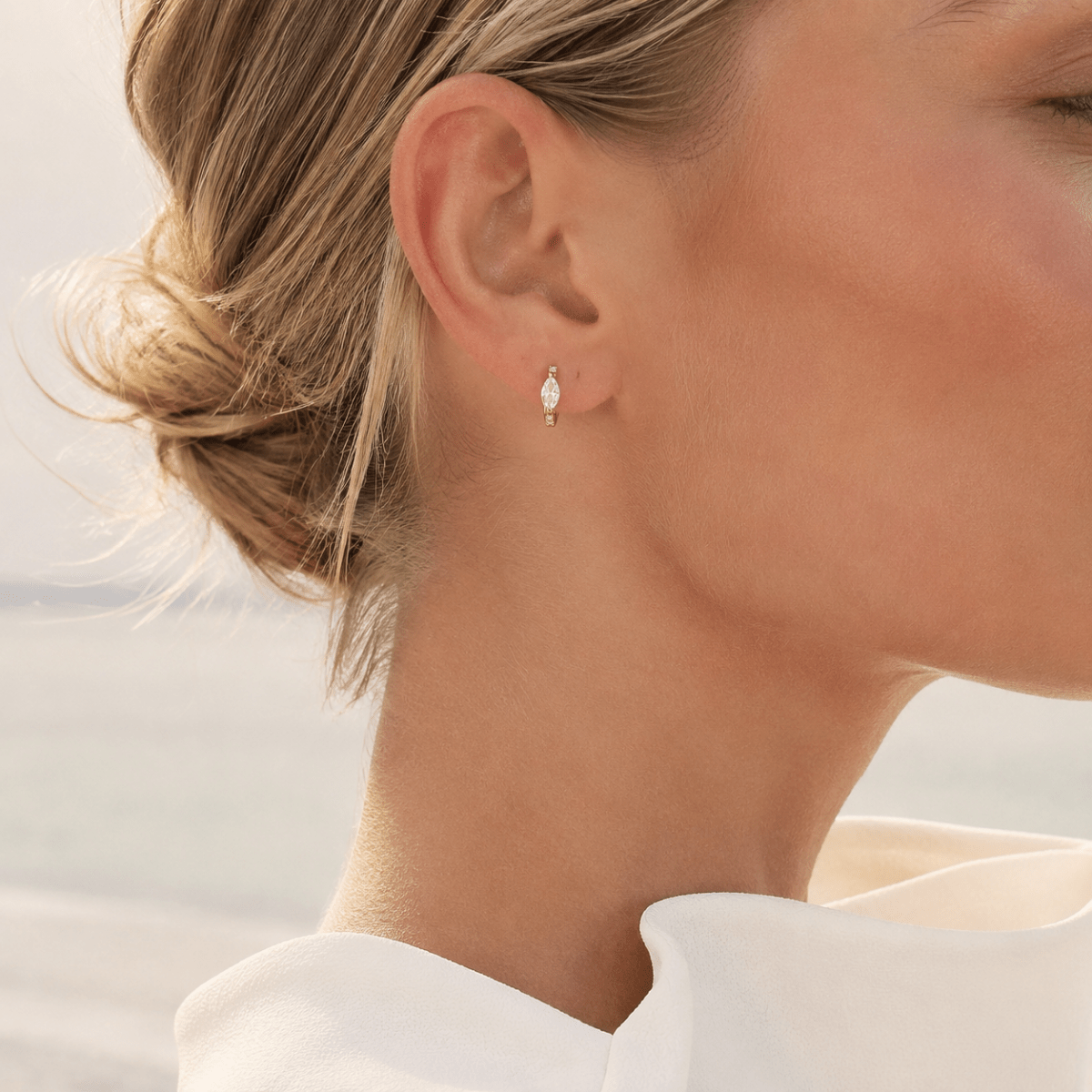 Maribel Marquise Pavé Mini Hoops